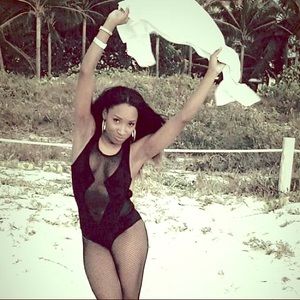 Black sheer body suit